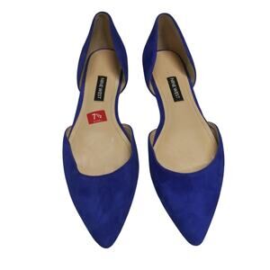 Nine West Women's Starship Dorsay Ballet Flat Blue Suede Pointed Toe Size 7.5